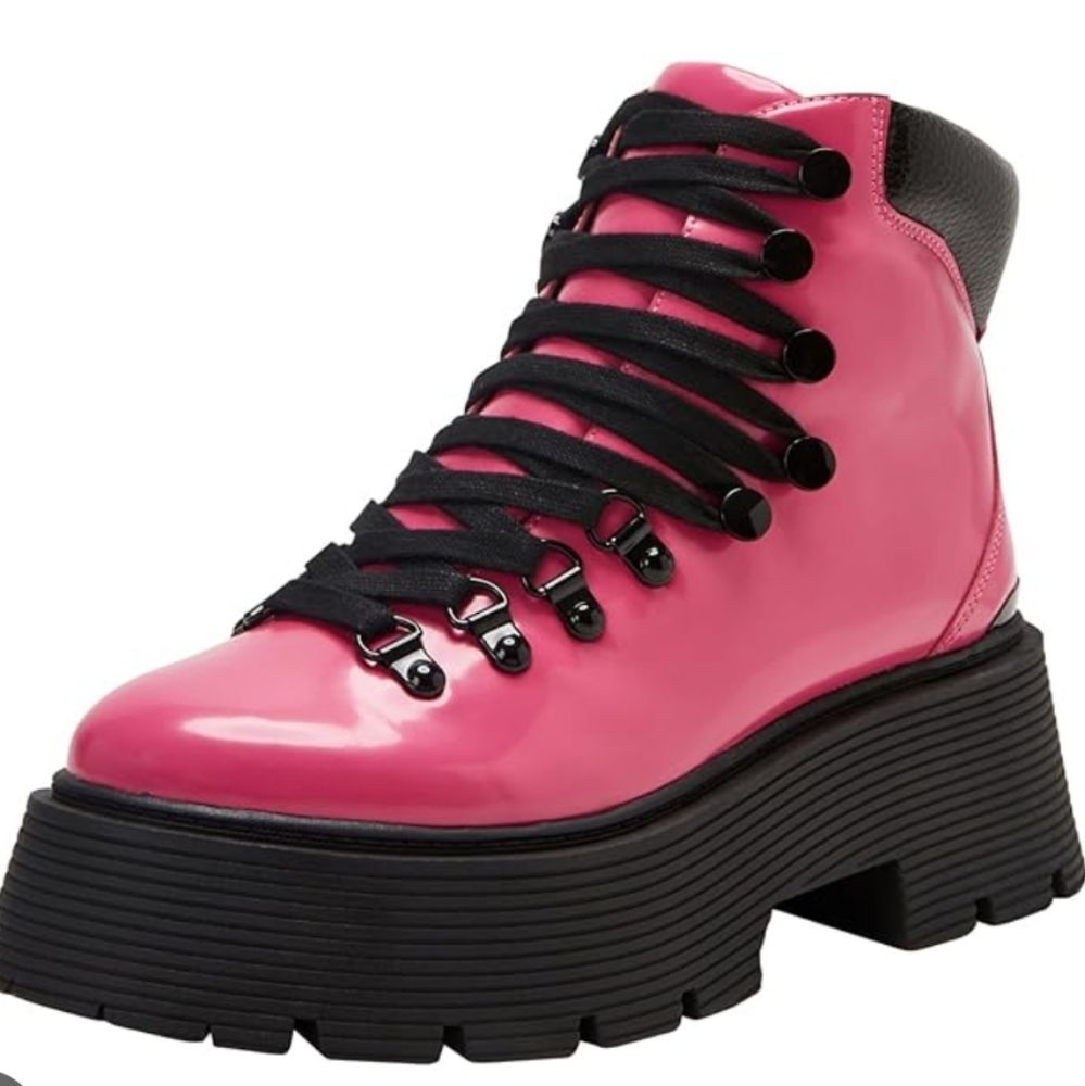Katy Perry Collections Women's Vibrant Pink Lace-Up Boots